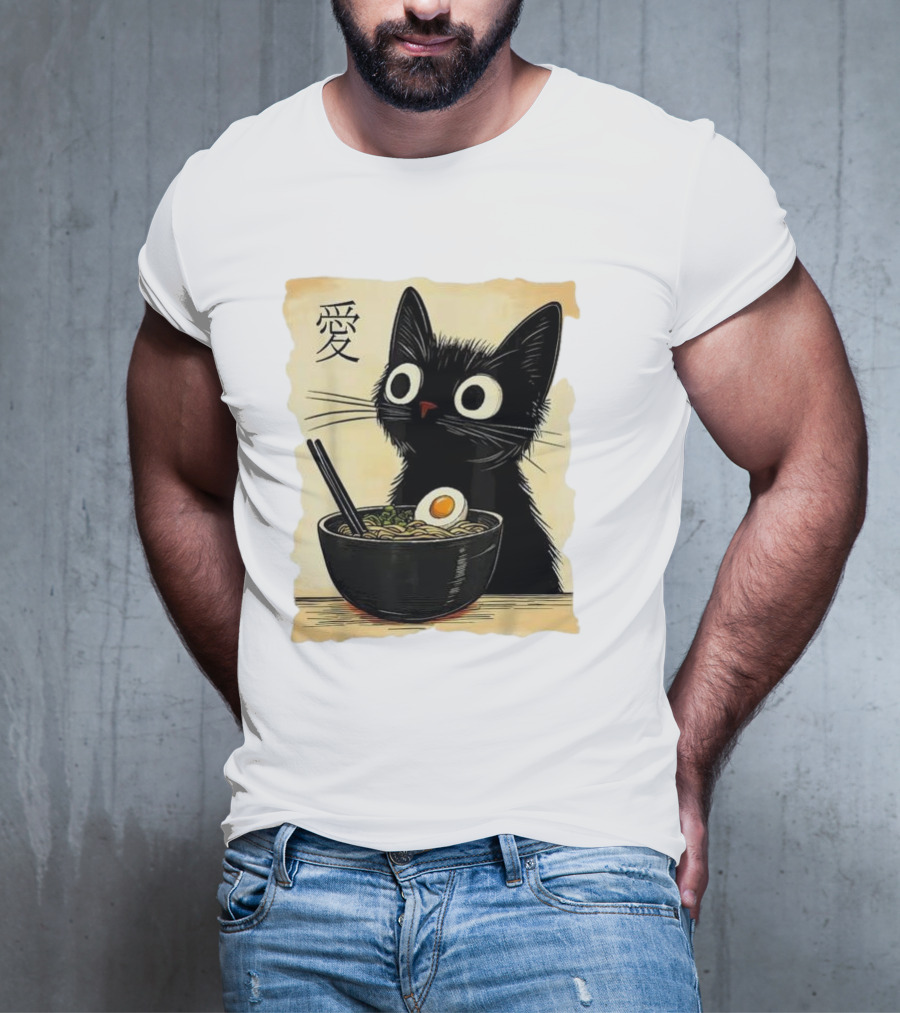Cat Ramen Japanese Kawaii Anime Cat 愛 T-Shirt