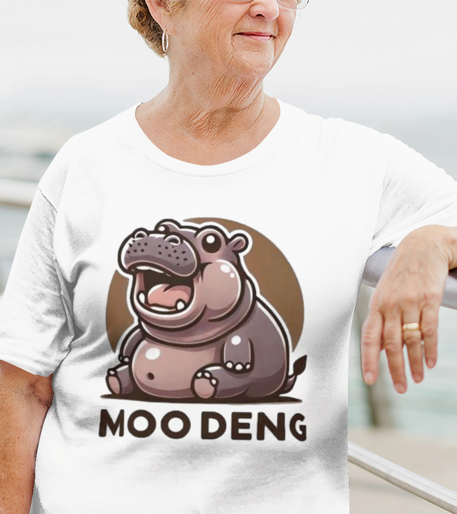 Moo Deng Baby Hippo Fat Cartoon Character T-Shirt