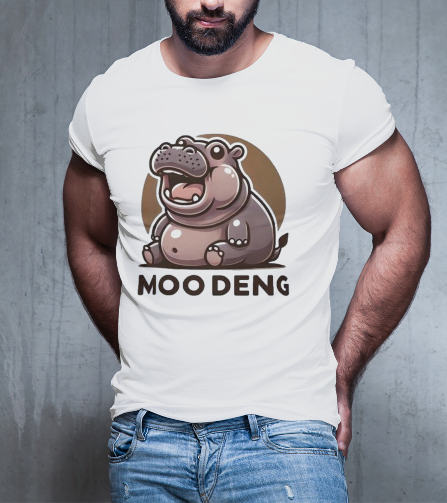 Moo Deng Baby Hippo Fat Cartoon Character T-Shirt