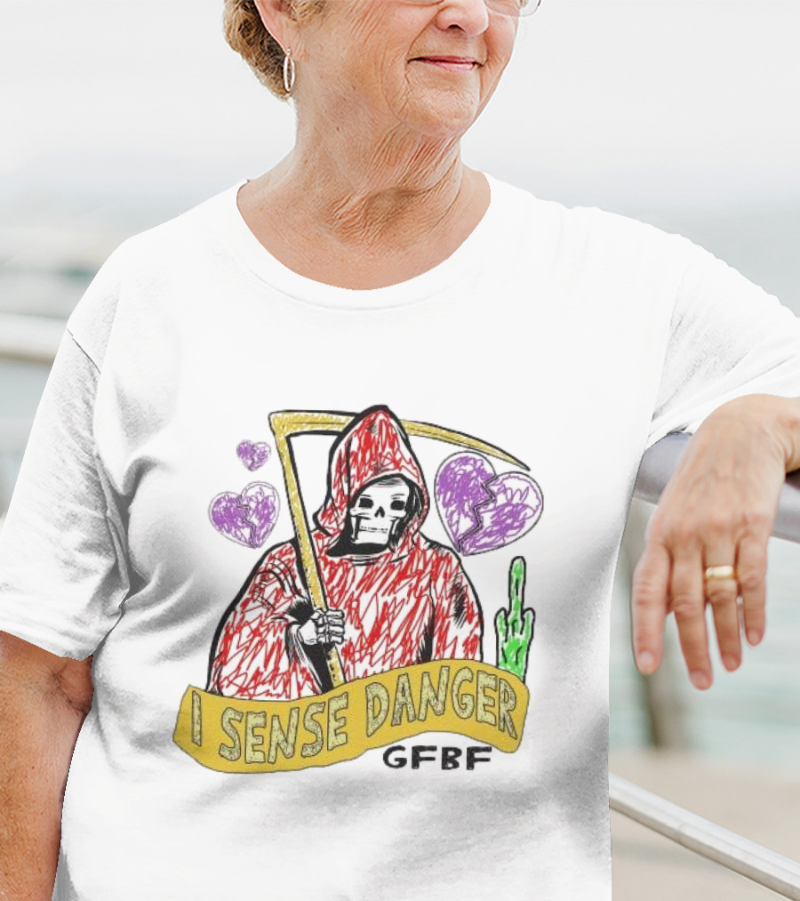 I Sense Danger GFBD Grim Reaper Middle Finger Purple Hearts T-Shirt