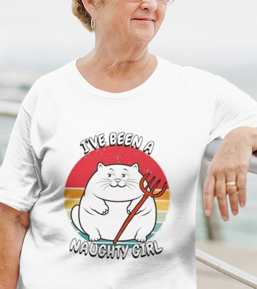 I’ve Been A Naughty Girl Cute Cat With Pitchfork T-Shirt