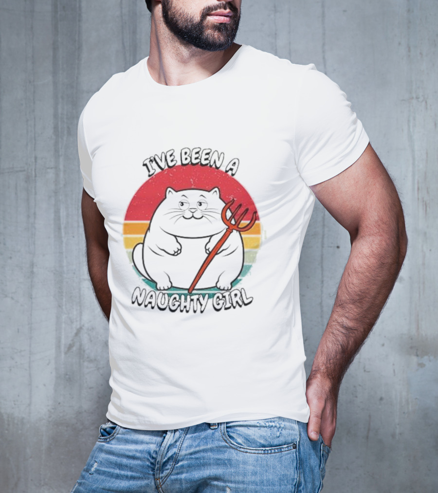 I’ve Been A Naughty Girl Cute Cat With Pitchfork T-Shirt