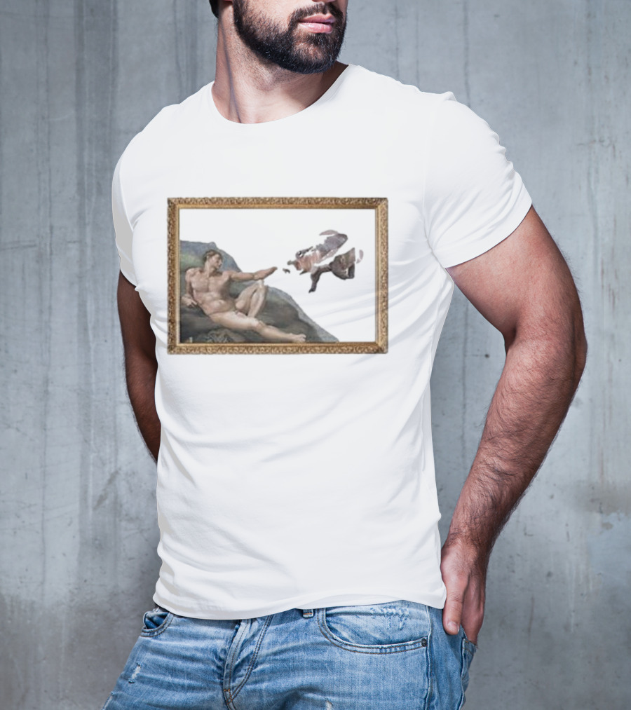 Michelangelo Moo Deng Creation Parody Vintage Frame T-Shirt