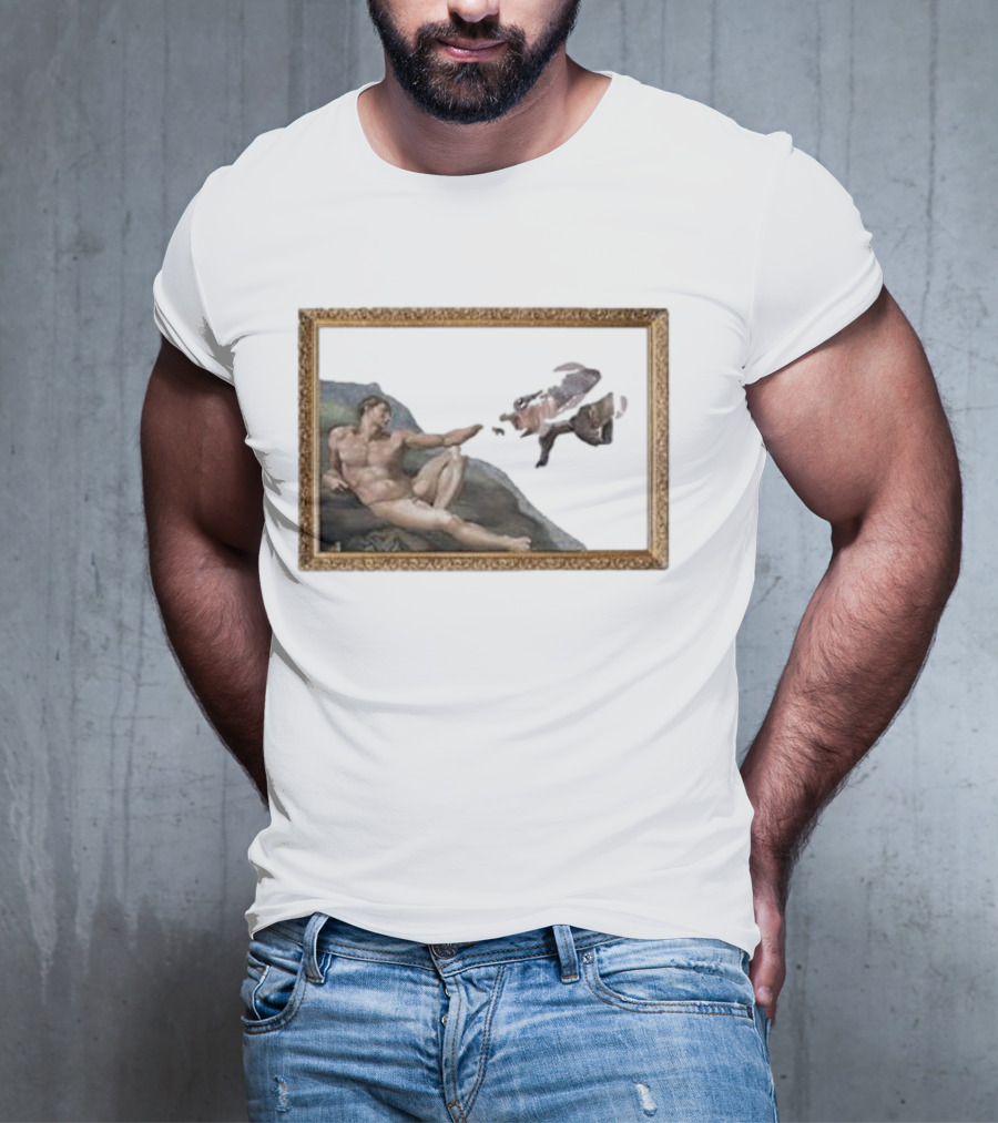 Michelangelo Moo Deng Creation Parody Vintage Frame T-Shirt