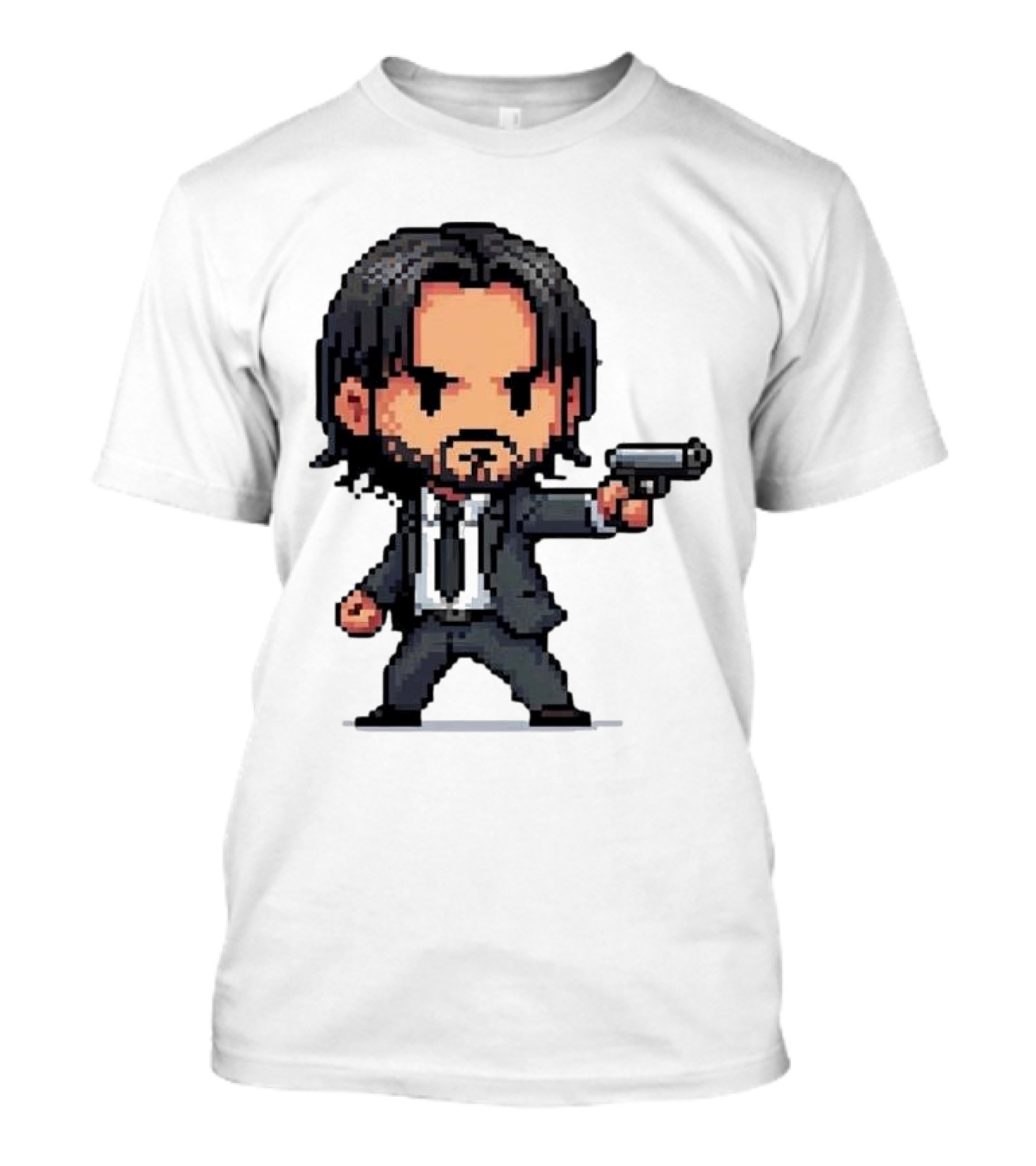 Pixel Chibi John Wick With Gun T-Shirt