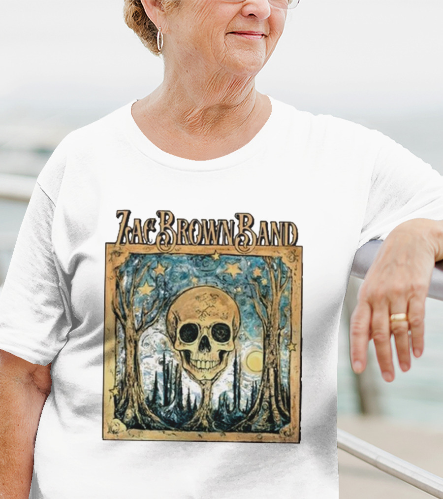 Zac Brown Band Skull Starry Forest Scene T-Shirt
