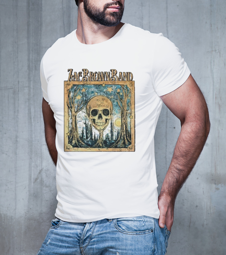 Zac Brown Band Skull Starry Forest Scene T-Shirt