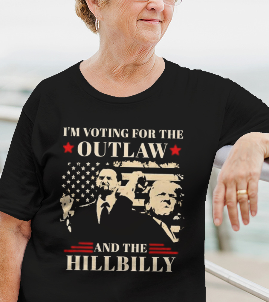 I'm Voting For The Outlaw And The Hillbilly Stars And Stripes Retro Portraits T-Shirt