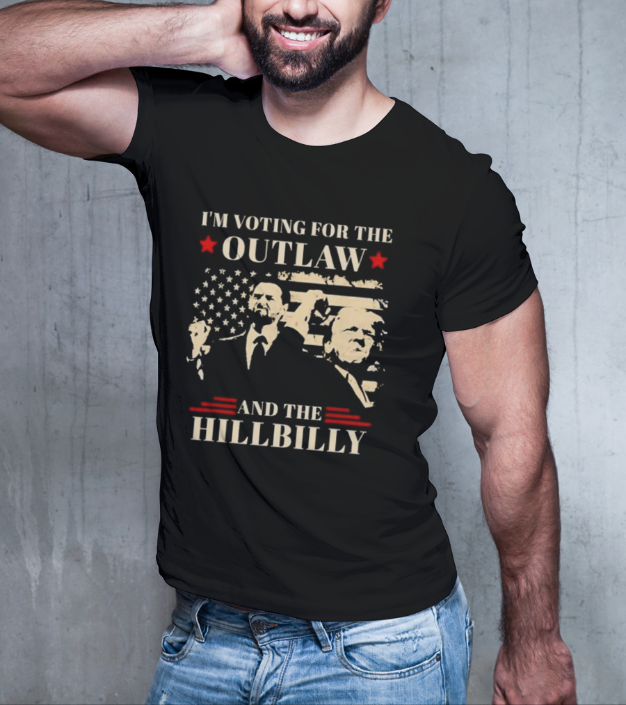 I'm Voting For The Outlaw And The Hillbilly Stars And Stripes Retro Portraits T-Shirt