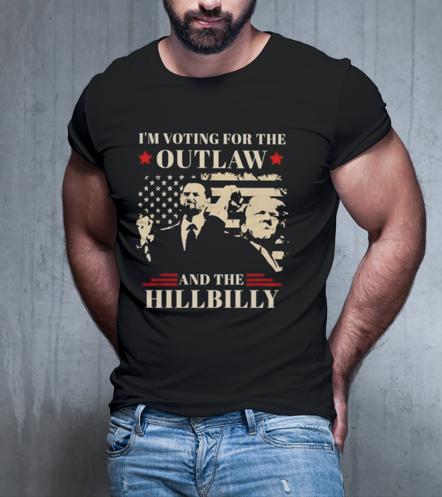 I'm Voting For The Outlaw And The Hillbilly Stars And Stripes Retro Portraits T-Shirt