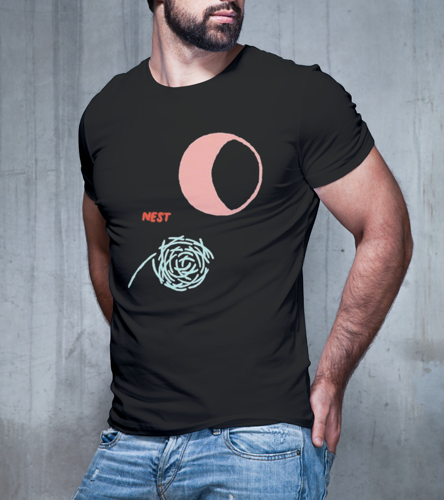 Nest And Moon Phases In Minimalist T-Shirt