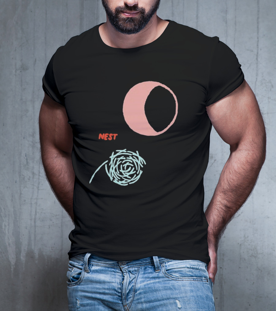 Nest And Moon Phases In Minimalist T-Shirt