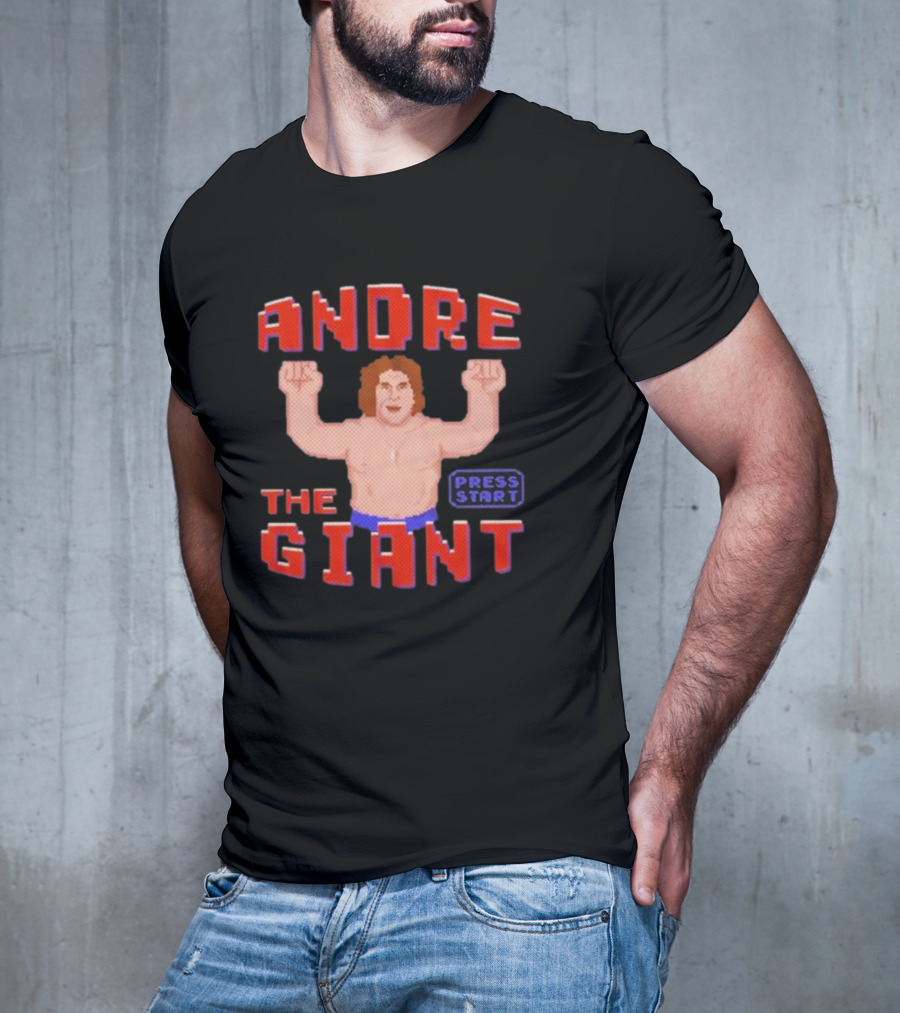 Andre The Giant Press Start Retro Gaming T-Shirt