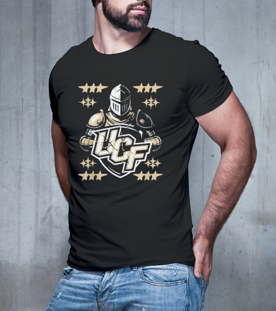 UCF Knight Armor Vintage Lettering Distressed Stars T-Shirt