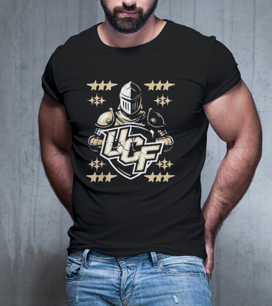 UCF Knight Armor Vintage Lettering Distressed Stars T-Shirt