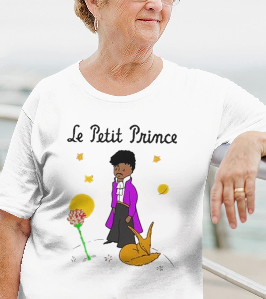 Le Petit Prince Purple Coat Fox And Rose Stars T-Shirt