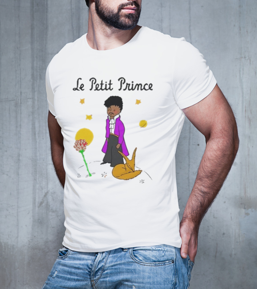 Le Petit Prince Purple Coat Fox And Rose Stars T-Shirt