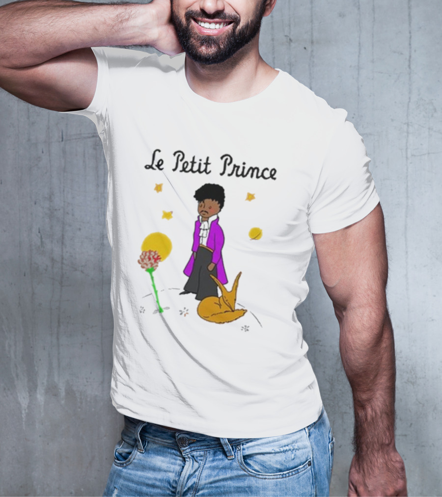 Le Petit Prince Purple Coat Fox And Rose Stars T-Shirt
