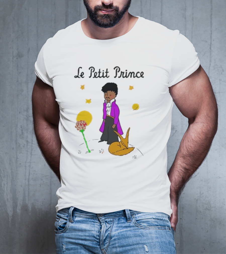 Le Petit Prince Purple Coat Fox And Rose Stars T-Shirt