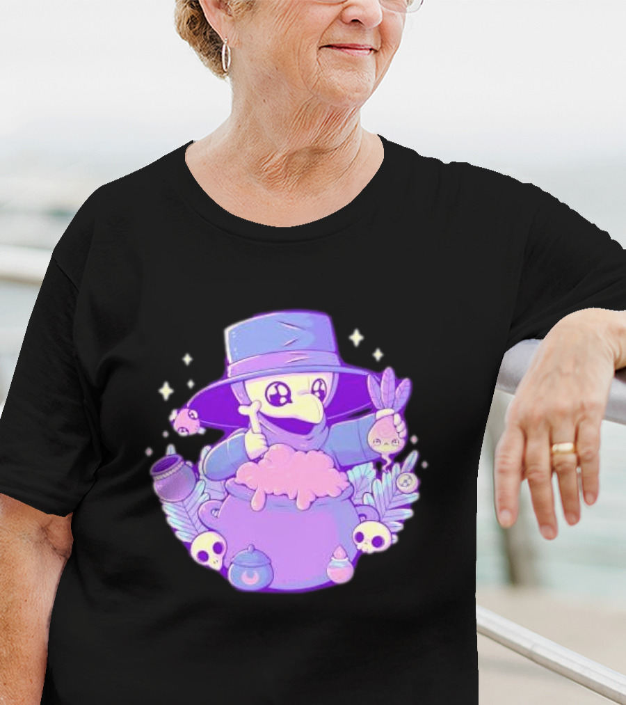 Cute Kawaii Plague Doctor With Potion Cauldron And Skulls T-Shirt