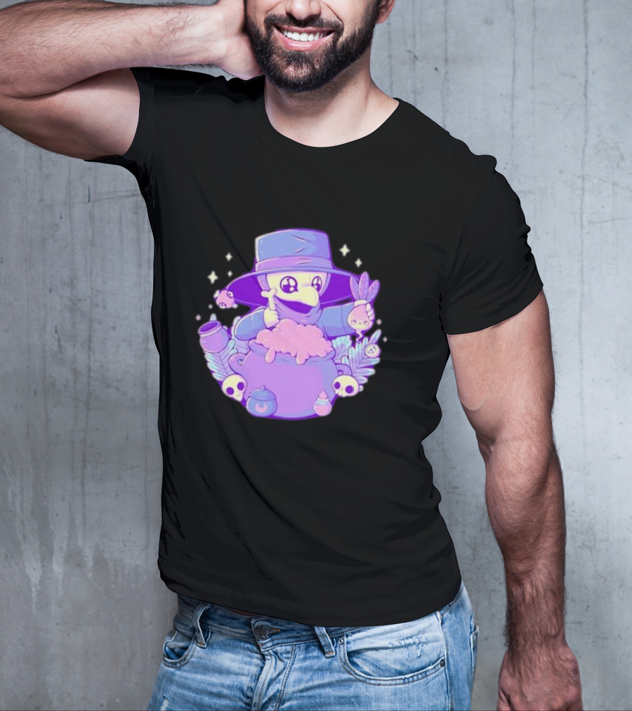 Cute Kawaii Plague Doctor With Potion Cauldron And Skulls T-Shirt