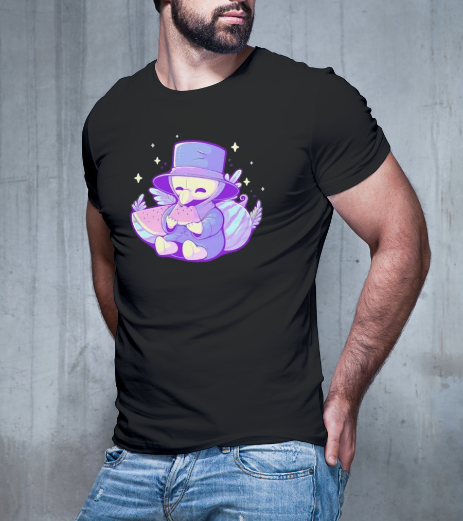 Plague Doctor Eating Watermelon Cute Kawaii T-Shirt