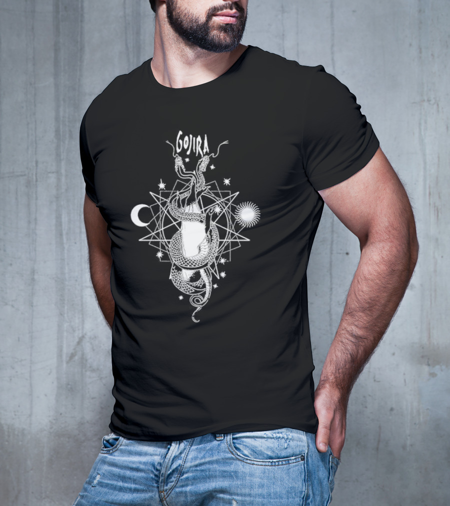 Gojira Celestial Snakes Moon Sun And Stars T-Shirt