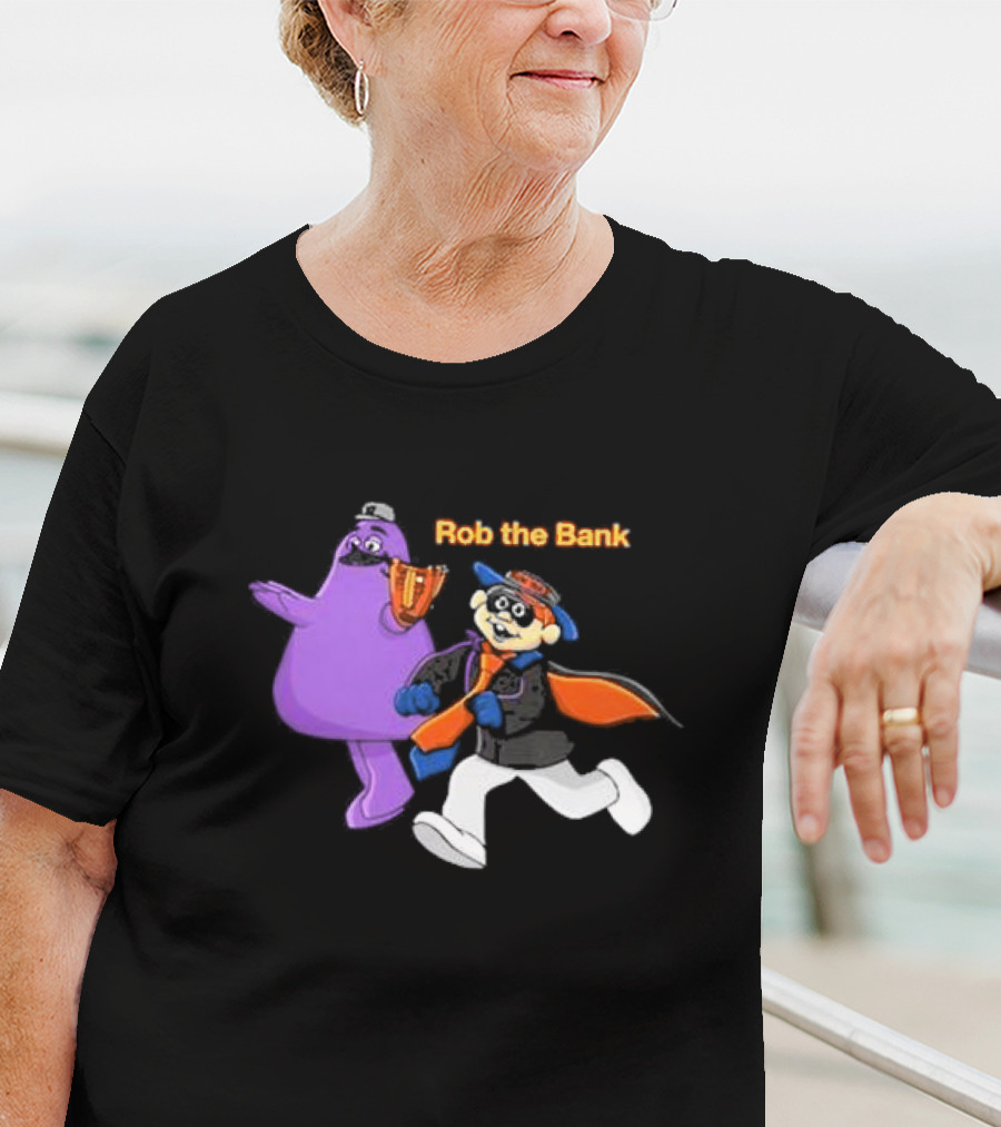 Grimace Monster Accompanies Rob The Bank Heist With Classic Burglar Image T-Shirt