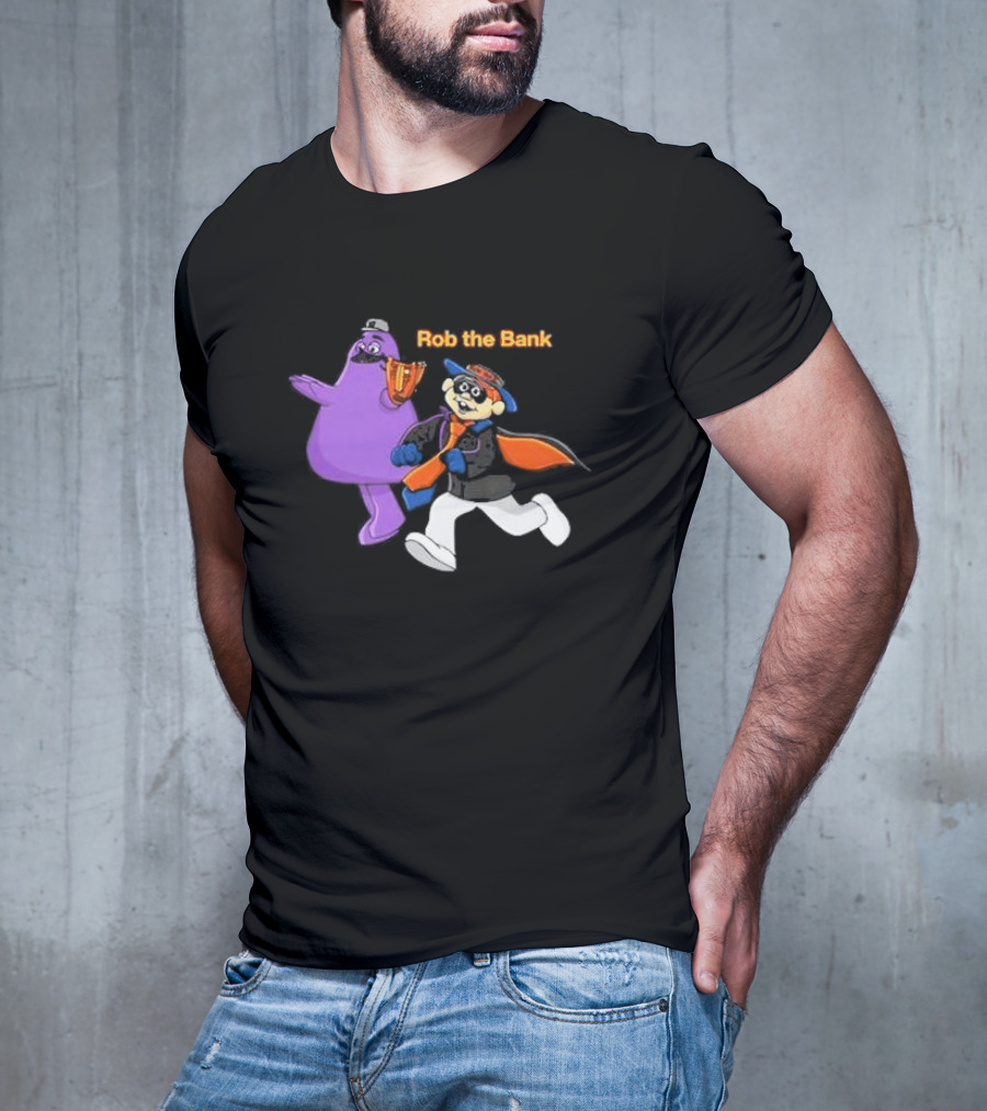 Grimace Monster Accompanies Rob The Bank Heist With Classic Burglar Image T-Shirt