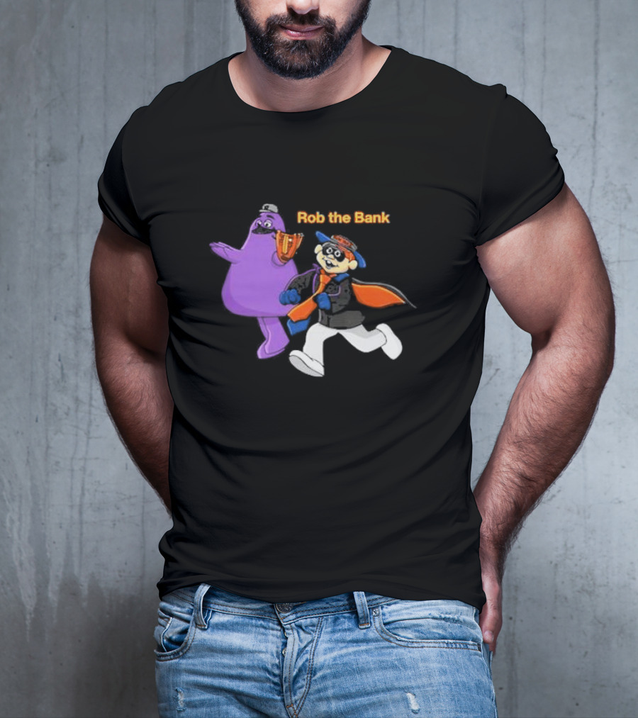 Grimace Monster Accompanies Rob The Bank Heist With Classic Burglar Image T-Shirt