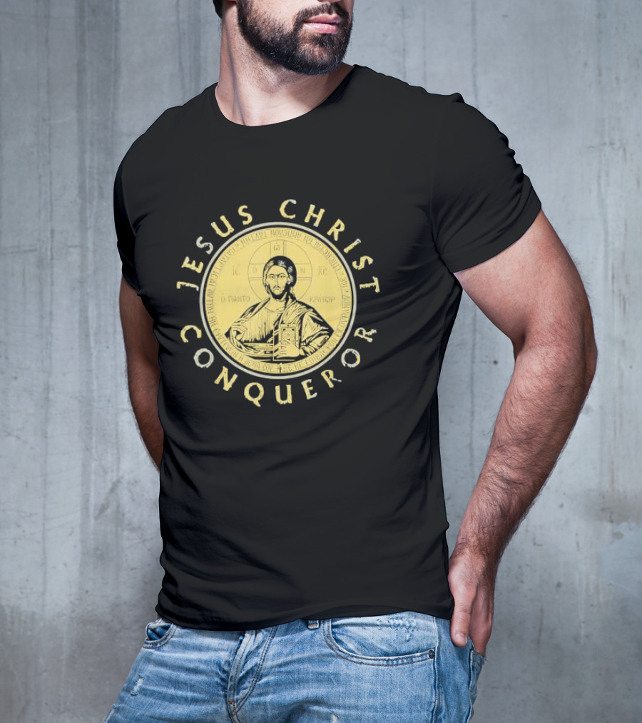 Jesus Christ Conqueror Orthodox Christian Iconography T-Shirt