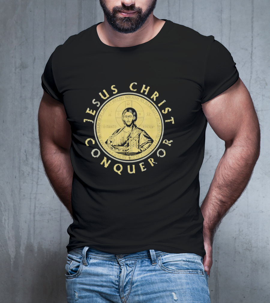 Jesus Christ Conqueror Orthodox Christian Iconography T-Shirt