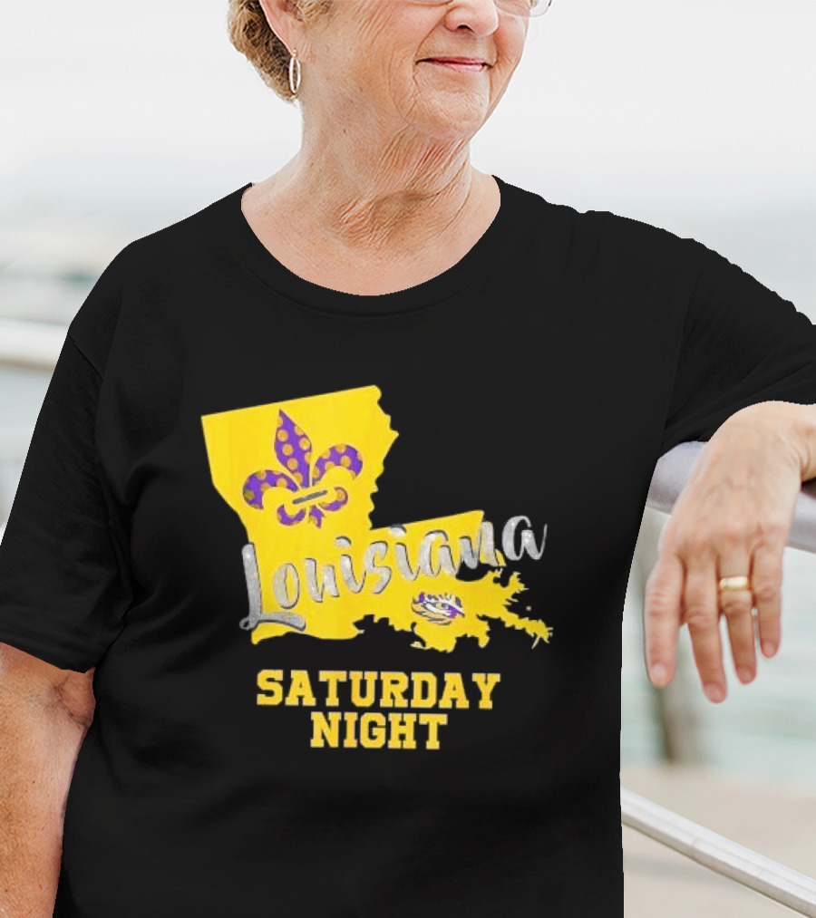Louisiana Saturday Night LSU Tigers Fleur De Lis T-Shirt