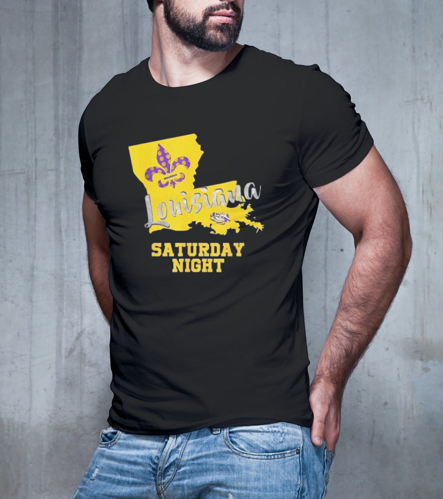 Louisiana Saturday Night LSU Tigers Fleur De Lis T-Shirt
