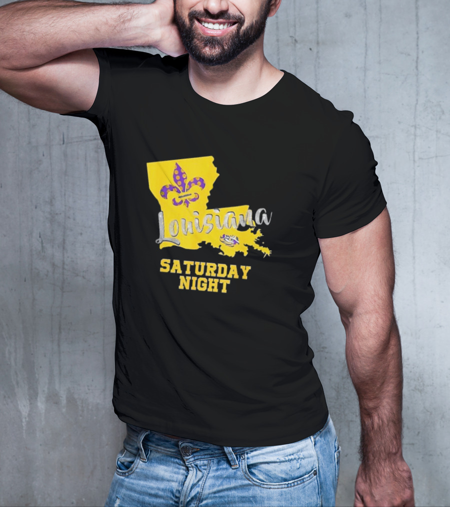 Louisiana Saturday Night LSU Tigers Fleur De Lis T-Shirt