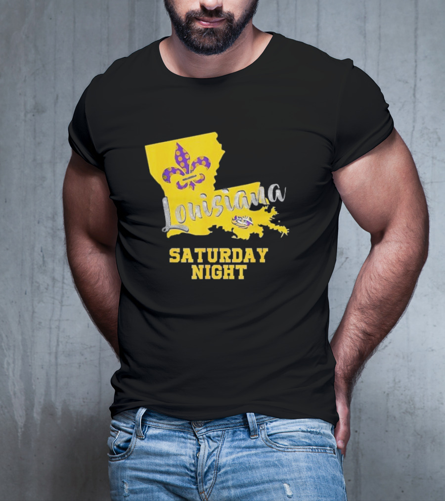 Louisiana Saturday Night LSU Tigers Fleur De Lis T-Shirt