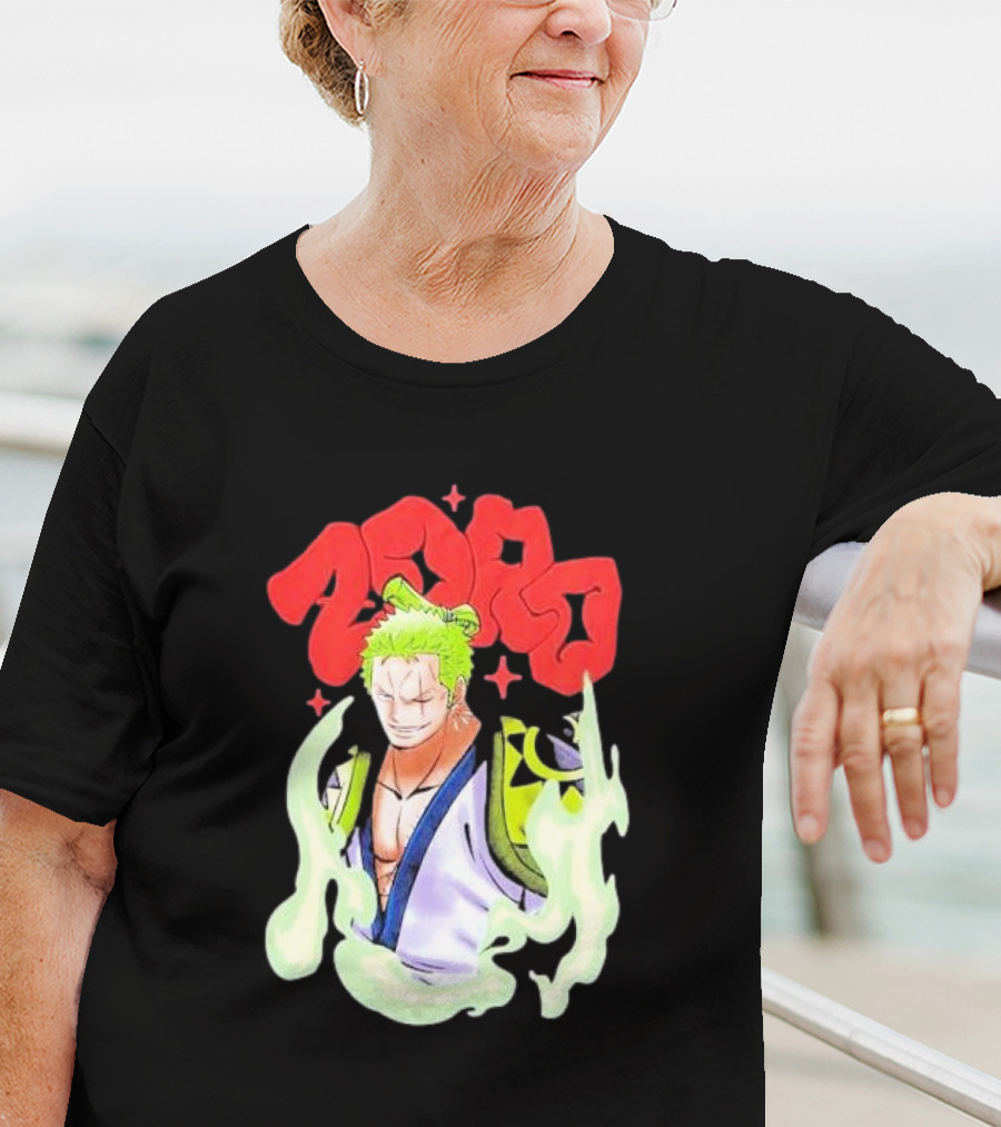 One Piece Zoro Japan Animation Airbrush Style Manga Character T-Shirt