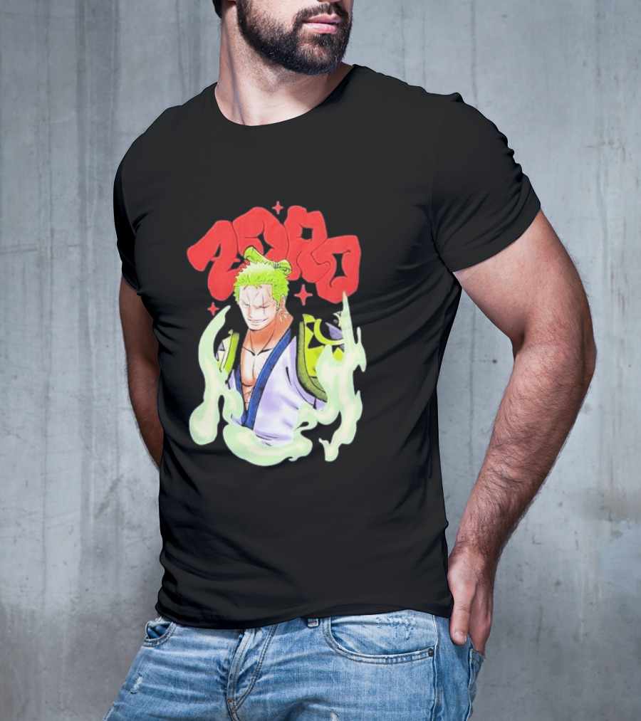 One Piece Zoro Japan Animation Airbrush Style Manga Character T-Shirt