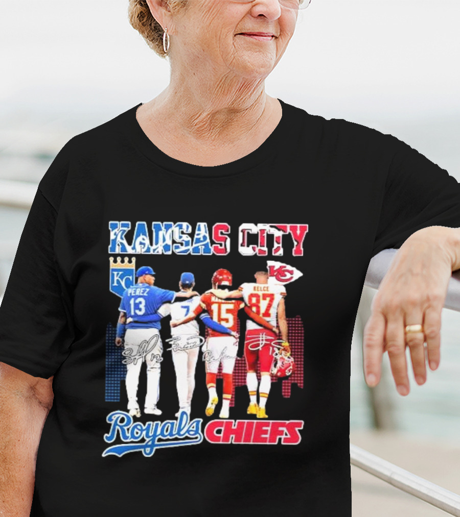 Kansas City Perez Witt Jr Mahomes Kelce Royals Chiefs T-Shirt