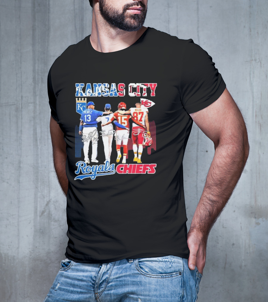 Kansas City Perez Witt Jr Mahomes Kelce Royals Chiefs T-Shirt