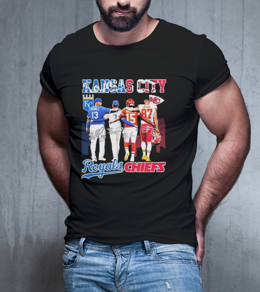 Kansas City Perez Witt Jr Mahomes Kelce Royals Chiefs T-Shirt