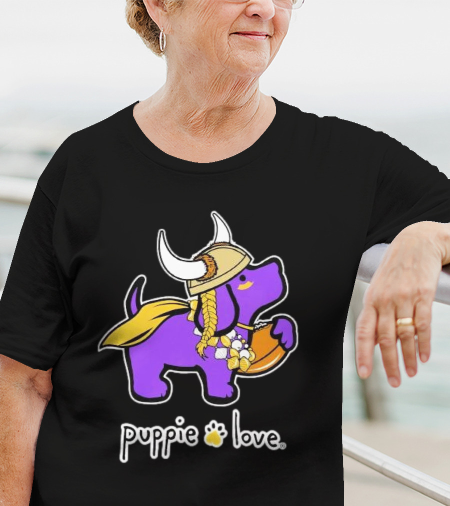 Puppie Love Purple And Gold Viking Pup Minnesota Vikings T-Shirt