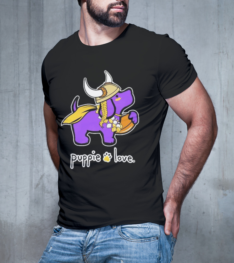 Puppie Love Purple And Gold Viking Pup Minnesota Vikings T-Shirt