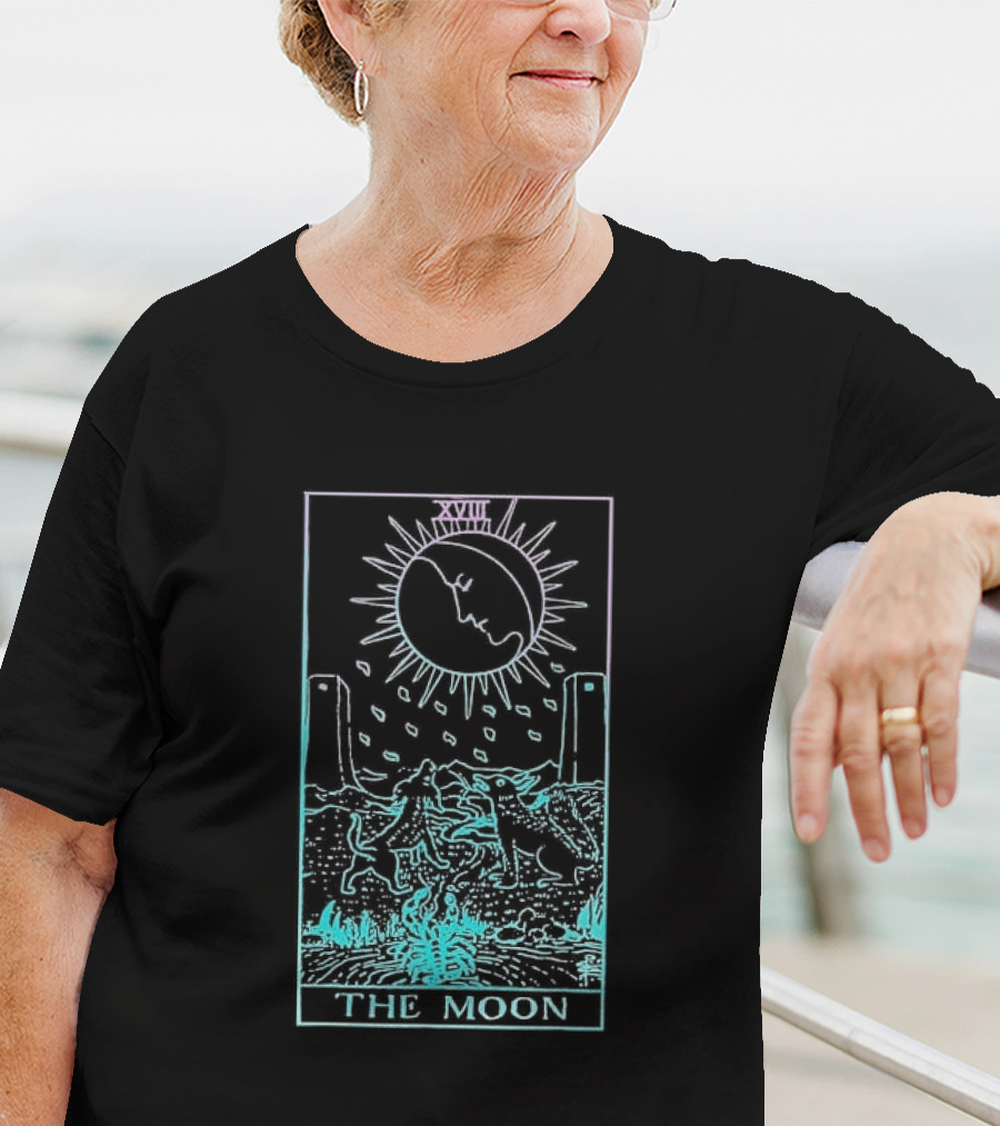 The Moon Tarot Card Waite Witchy Creepy Cool XVIII T-Shirt