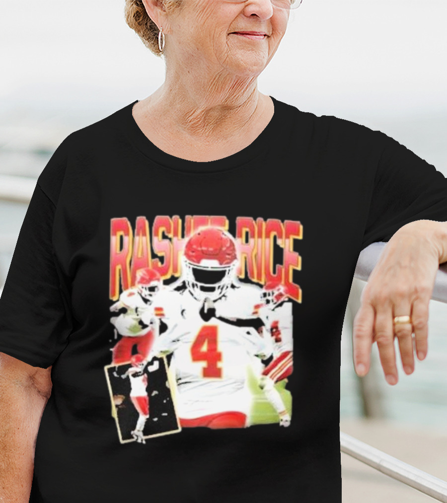Rashee Rice Football Action 4 Red And White Uniform T-Shirt