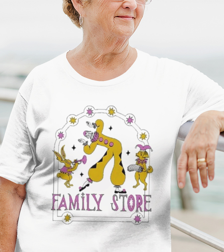FS X Maddie Fischer Family Store Clown Arch With Rabbit And Dog Characters T-Shirt