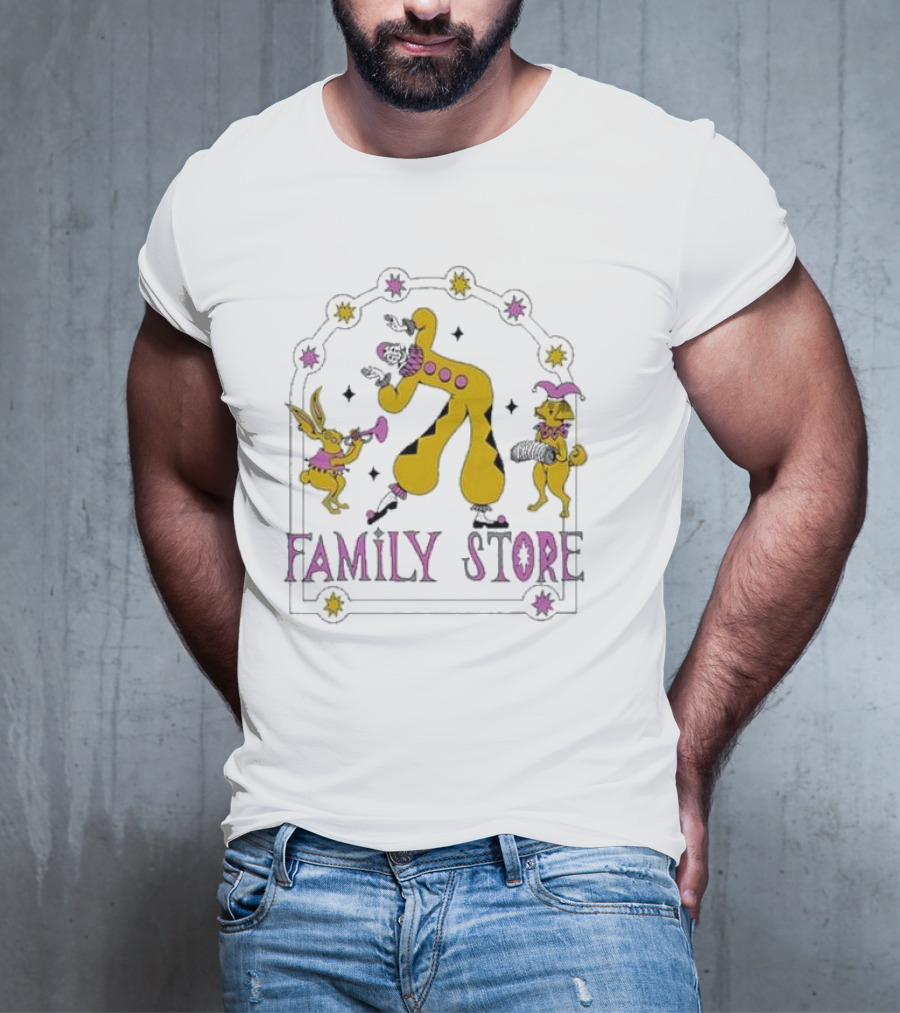 FS X Maddie Fischer Family Store Clown Arch With Rabbit And Dog Characters T-Shirt