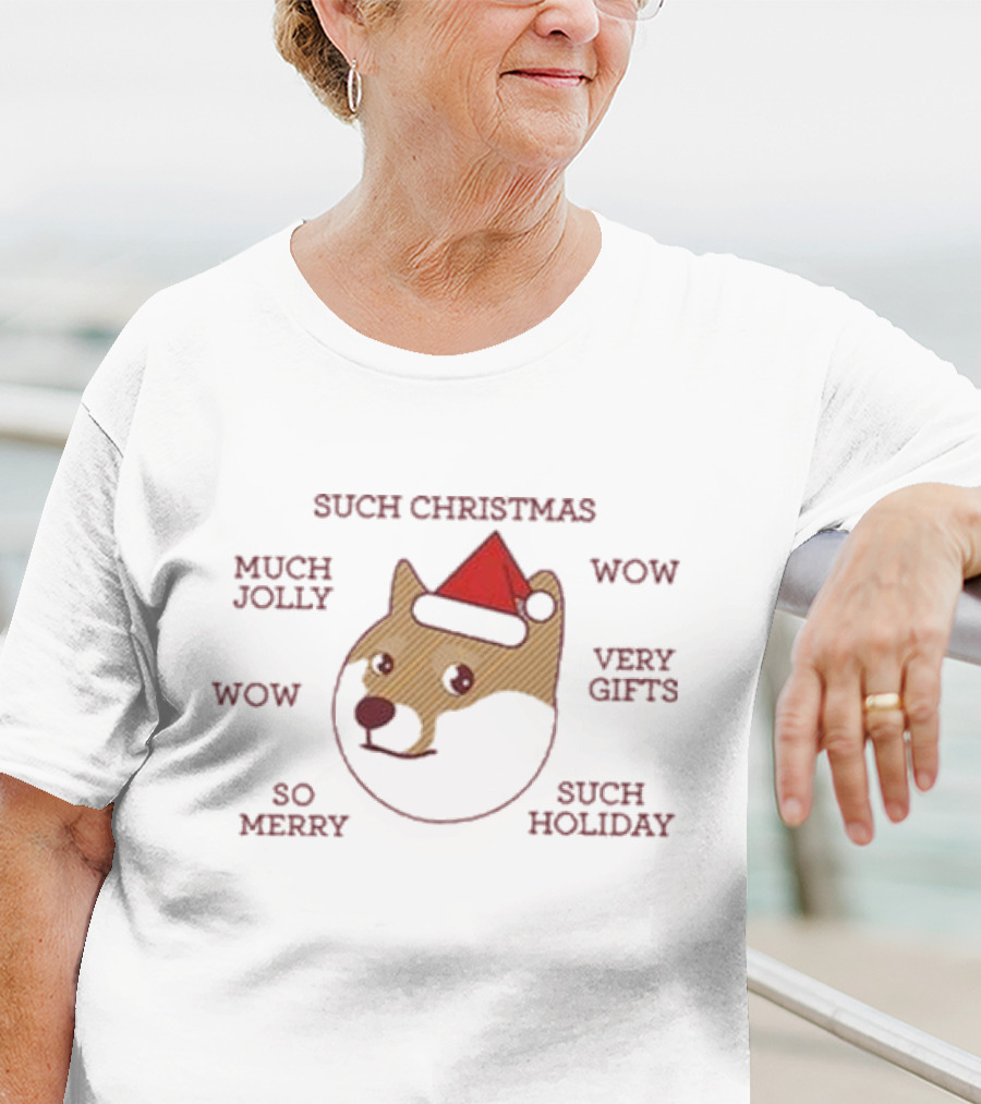 Such Christmas Doge Much Jolly Wow Very Gifts So Merry Such Holiday T-Shirt