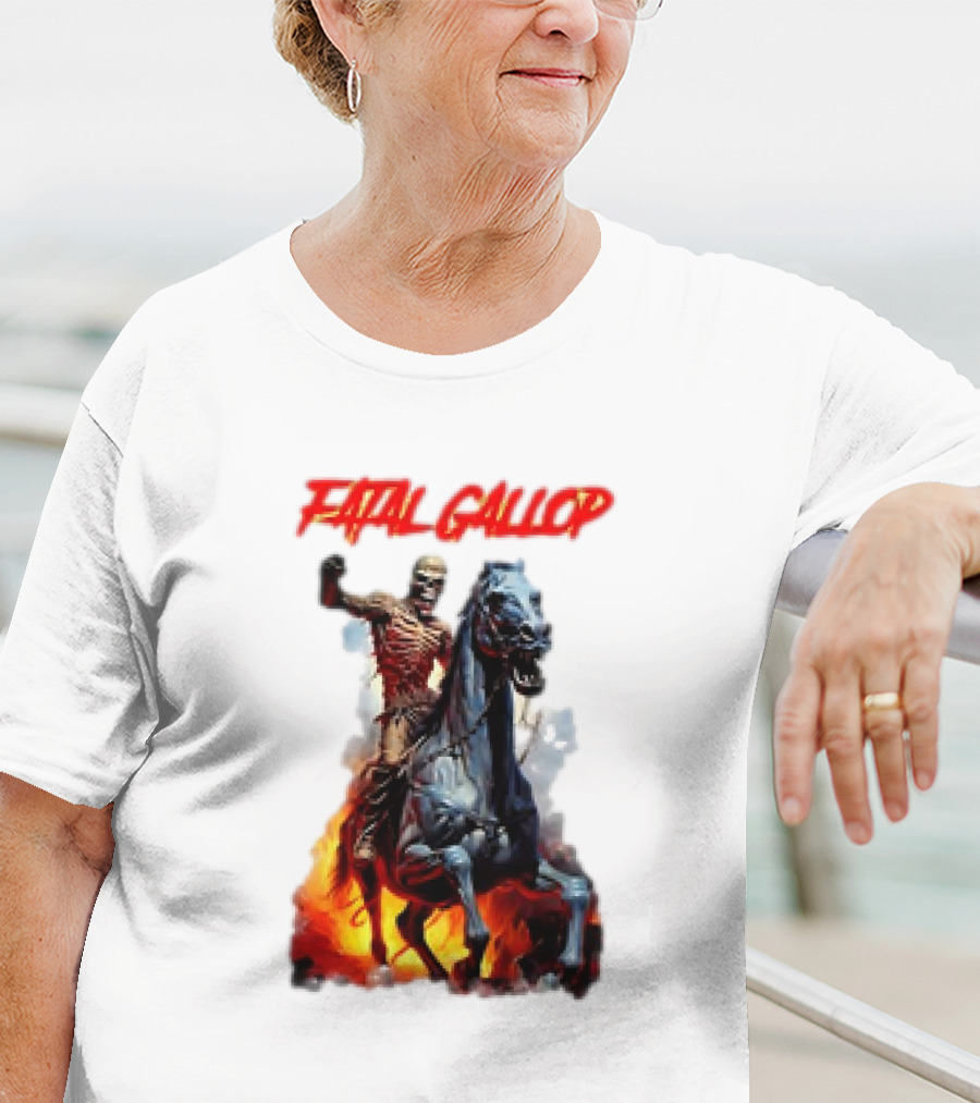 Fatal Gallop Diabolic Fear Black Horror Evil Monster Terror Skeleton Rider Horse Flames T-Shirt