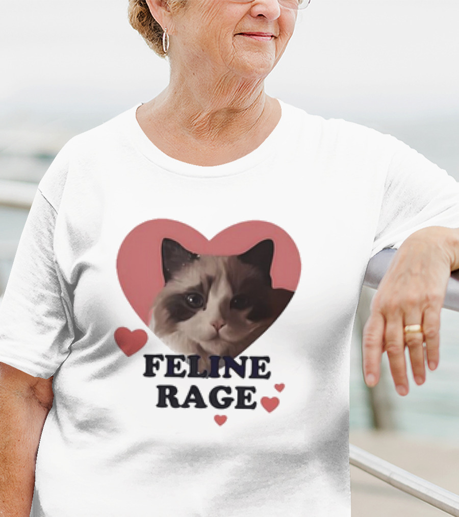 Feline Rage Heart Love Cat T-Shirt